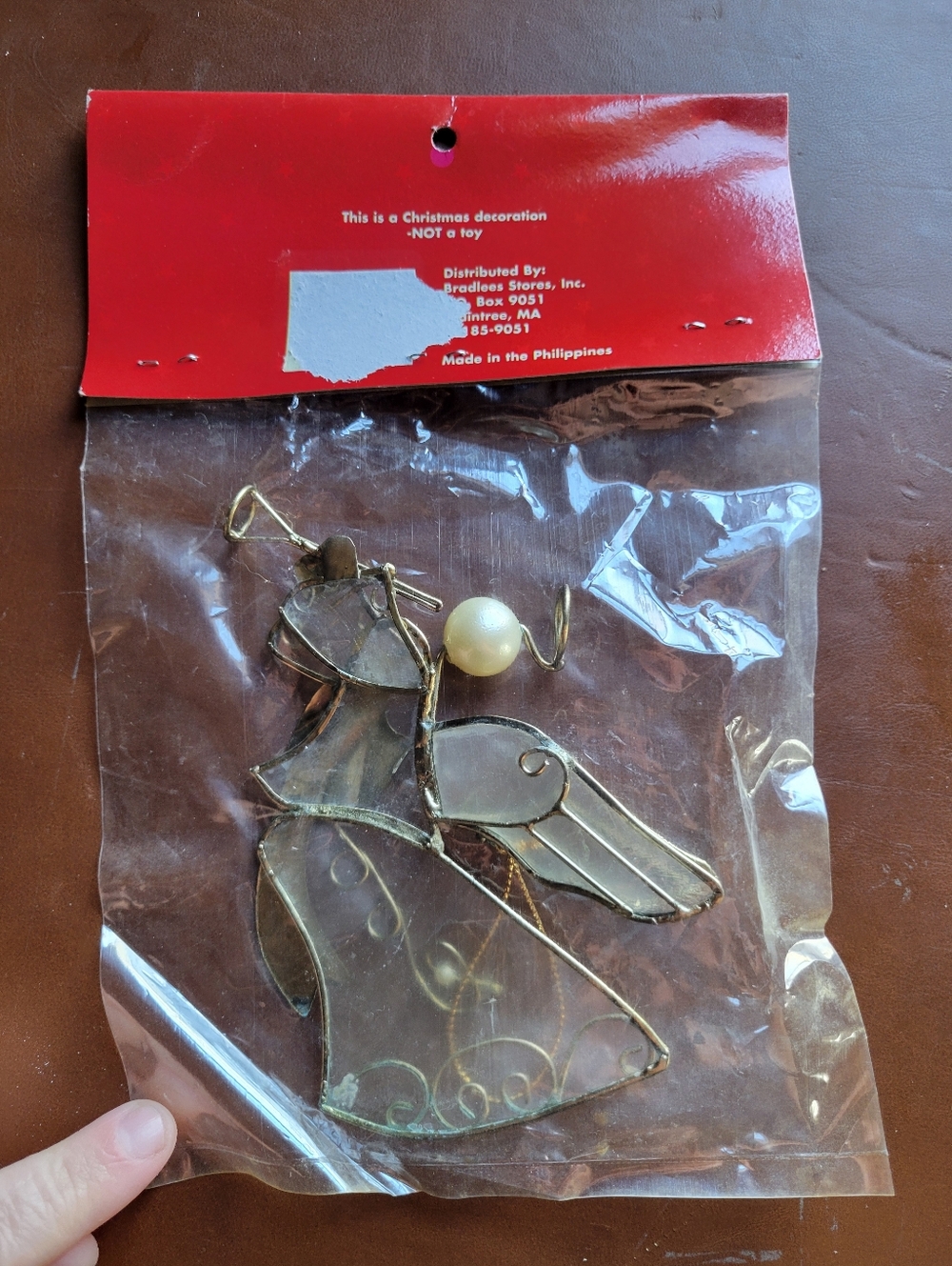 Trimmings Renaissance Glass Angel Ornament with Pearl Accent - Clear and Gold